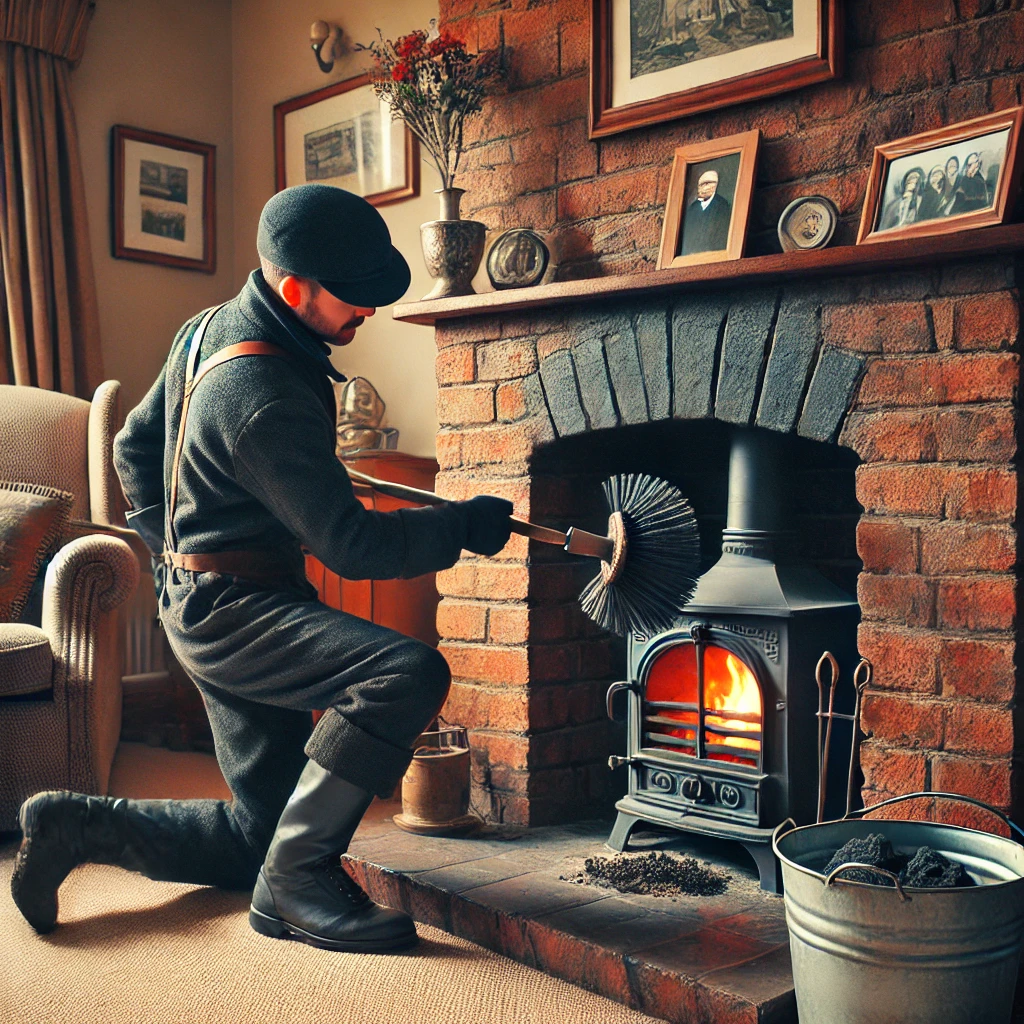 Man Sweeping a Chimney