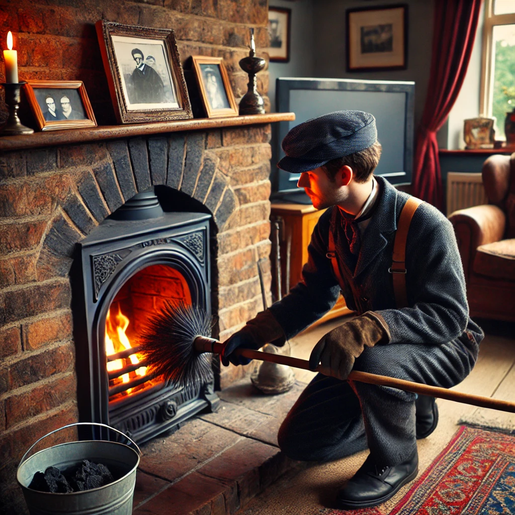 Man Sweeping a Chimney