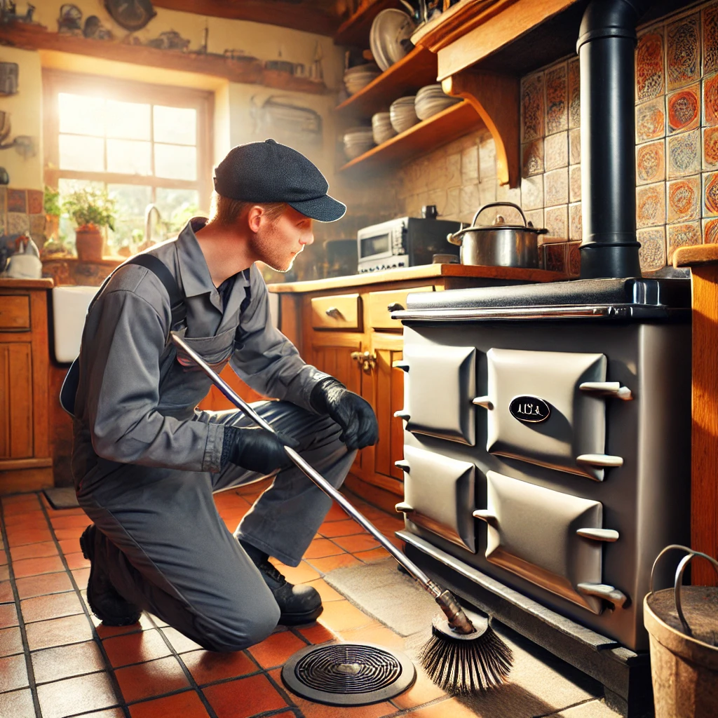 Man cleaning a flue